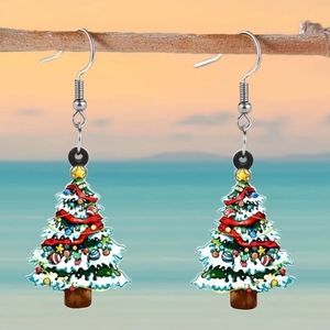 Cute Merry Christmas Colorful Christmas Tree Earrings